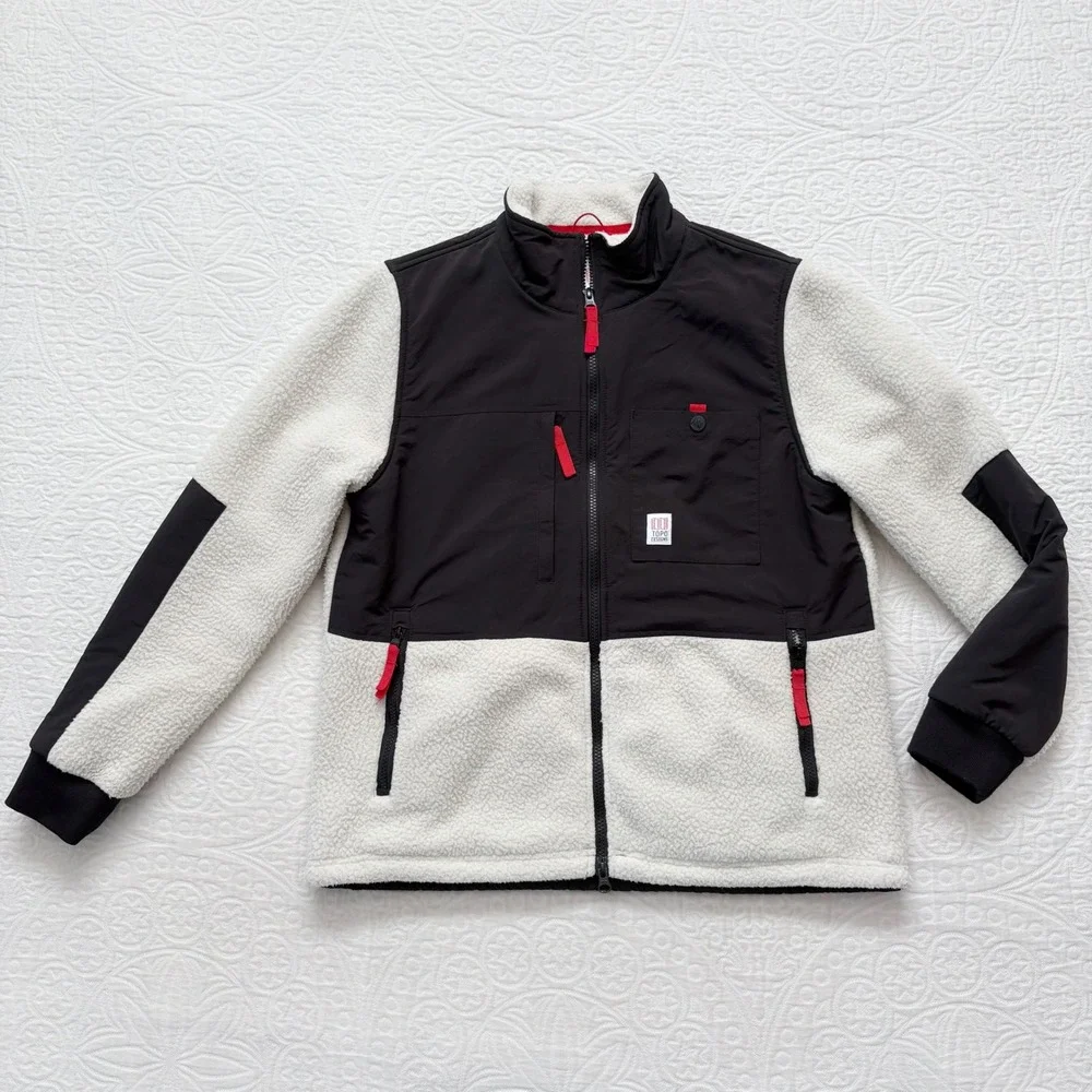Topo Designs Women's Subalpine Fleece Jacket, Bone White / Black‎